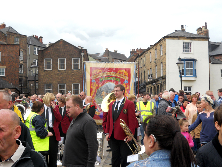 A small section of the march around the Durham Miners banner on Saturday