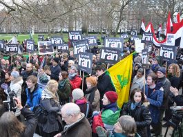 Demonstration outside the US embassy in London last January against any attack on Iran and Syria