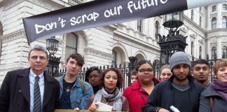 Students with Unison leader Dave Prentis lobbied Downing Street in March 2011 over the abolition of EMA