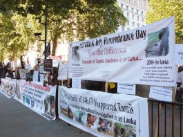 Release Tamil POWs and political prisoners! – Tamil politicians call for ‘global action’ Tamils outside Downing Street on July 23rd remembering the ‘Black July’ massacre of 1983