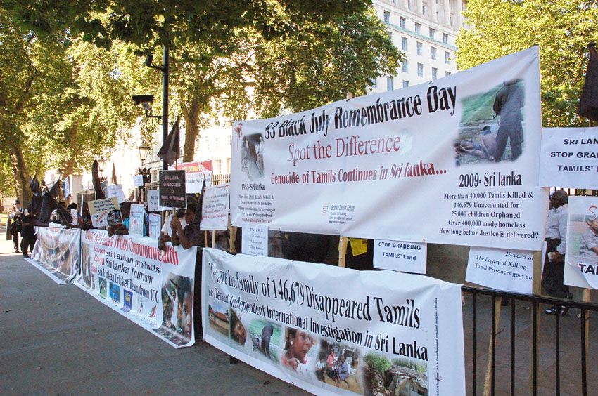 Tamils outside Downing Street on July 23rd remembering the ‘Black July’ massacre of 1983