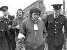 Police lead away Tony Merrick, one of the Pentonville 5, under arrest for picketing at the Midland Coal store in 1972. The dockers organised mass strike action and it took the threat of a general strike to gain their release