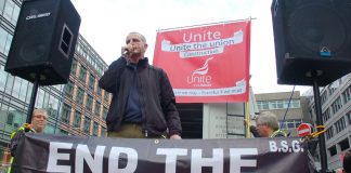 Steve Kelly addressing the Unite national demonstration on November 9th last year