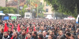 Greek demonstration demanding an end to austerity