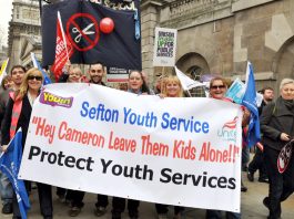 Sefton Youth Service workers on the 500,000-strong TUC demonstration on March 26 last year against the Coalition cuts