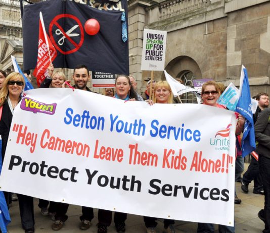 Sefton Youth Service workers on the 500,000-strong TUC demonstration on March 26 last year against the Coalition cuts