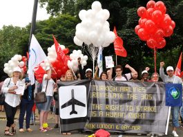 Picket of the Turkish embassy in London on July 27 in support of the sacked Turkish Airlines workers