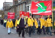 Young Socialists march from Manchester to London demanding jobs for youth with trade union rates of pay. Youth will not submit to being slave labour