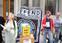 Protesters in central London demanding the capping of rents and the building of council houses