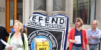 Protesters in central London demanding the capping of rents and the building of council houses
