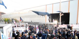 Steelworkers in Greece on strike last month against sackings and wage cuts