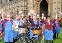Midwives campaigning outside the House of Commons last month insisting that thousands more midwives are needed to provide a proper service