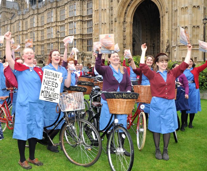 Midwives campaigning outside the House of Commons last month insisting that thousands more midwives are needed to provide a proper service