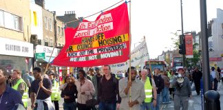 South East London Council of Action marching in Southwark against the demolition of council estates