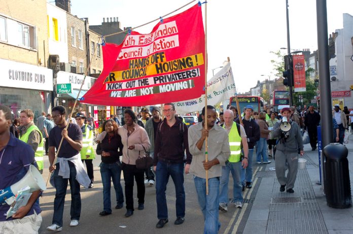 South East London Council of Action marching in Southwark against the demolition of council estates