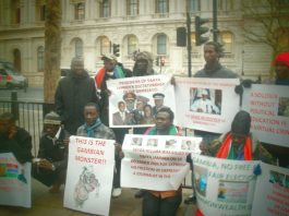 Demonstration in London against the murderous policies of the Gambian President