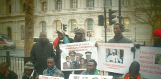 Demonstration in London against the murderous policies of the Gambian President