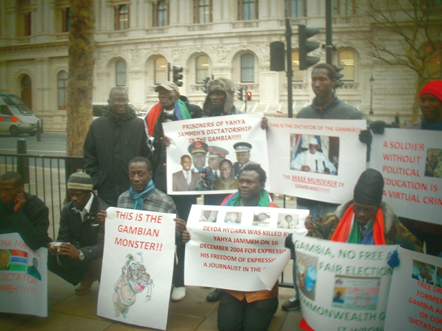 Demonstration in London against the murderous policies of the Gambian President