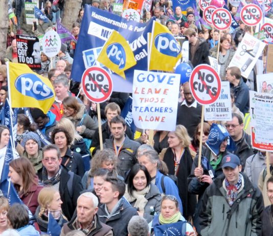 Teachers on the pensions strike with a message for Tory education secretary Michael Gove