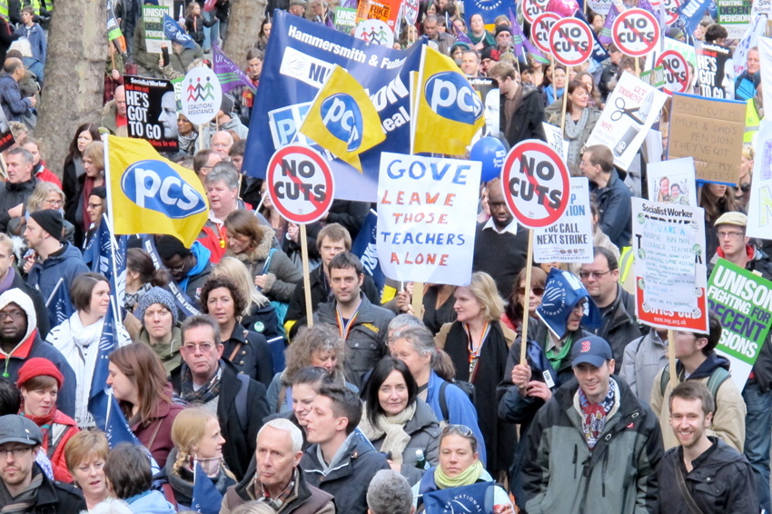 Teachers on the pensions strike with a message for Tory education secretary Michael Gove