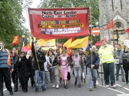 Hunt’s appointment – a declaration of war on the NHS! North East London Council of Action demonstration in Enfield against the closure of Chase Farm Hospital
