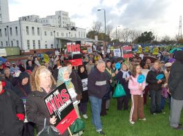 A section of the rally to keep St Helier Hospital open in November 2006