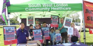 A lively Unison South West London Community Healthcare branch stall at the ‘St Helier  Picnic with a Purpose’