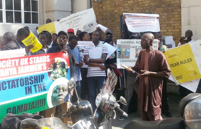 Rally near Downing Street on September 4 against the executions of death row inmates in Gambia
