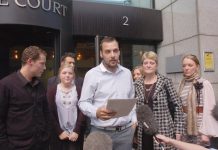 PAUL KING reading out a statement from the Tomlinson family outside the CPS when it was announced that Harwood would be prosecuted for manslaughter