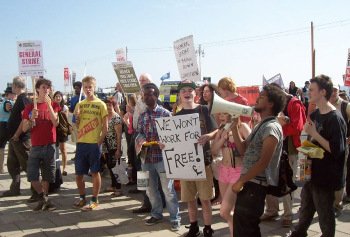 The Young Socialists lobbying the TUC Congress in Brighton, leading the fight for a General Strike to kick out this government and stop the pauperisation of the working class