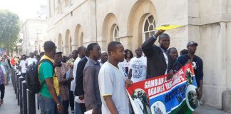 Gambians March on Downing Street - Gambian President Jammeh has called a temporary halt to executions they want it to be made permanent