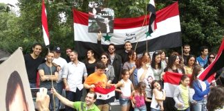 Syrian youth rally in London in support of President Assad and against imperialist intervention
