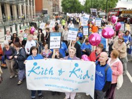 Thousands marched through London  in May 2011 against the cut in disability benefits