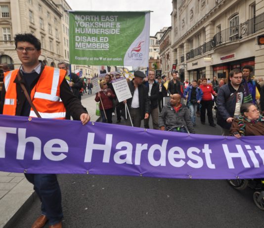 Disabled workers on last Saturday’s TUC march
