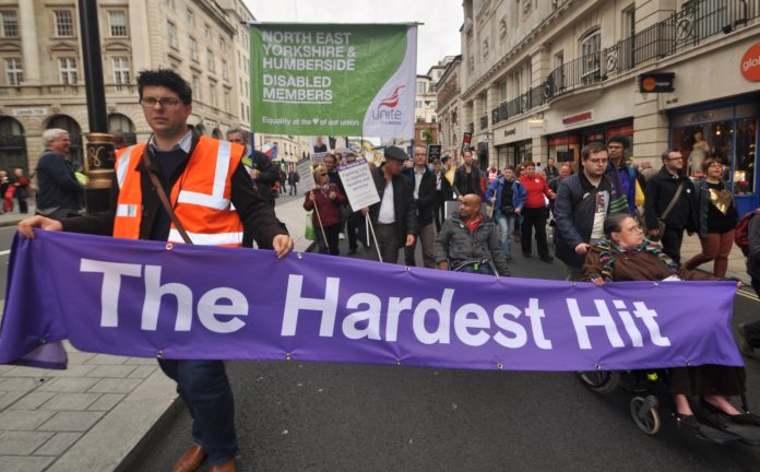 Disabled workers on last Saturday’s TUC march