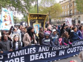 ‘WHO KILLED OUR LOVED ONES – THE POLICE’ –declares Families and Friends annual march Passions were high at the rally opposite Downing Street on Saturday
