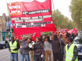 Young Socialists leading the march from Weavers Fields in Bethnal Green to the rally in Mile End