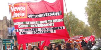 Young Socialists leading the march from Weavers Fields in Bethnal Green to the rally in Mile End