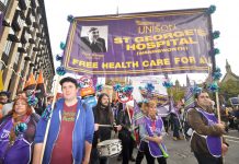 Health workers marched on the TUC demonstration on October 20th to defend free healthcare for all – now they are facing an avalanche of attacks and they are demanding the unions fight them