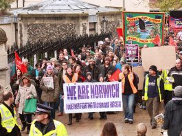 Over 2,000 workers and youth marched in Norwich on Saturday against the attempt by the English Defence League to intervene in the city