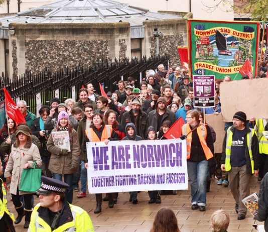 Over 2,000 workers and youth marched in Norwich on Saturday against the attempt by the English Defence League to intervene in the city