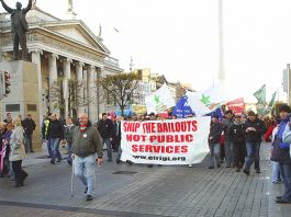 Dublin workers marching in defence of public services