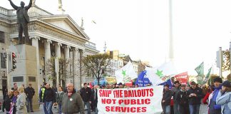 Dublin workers marching in defence of public services