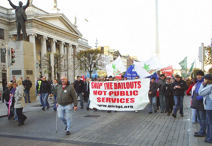 Dublin workers marching in defence of public services