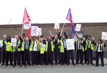 Unite bus workers taking action at the Lea Valley interchange