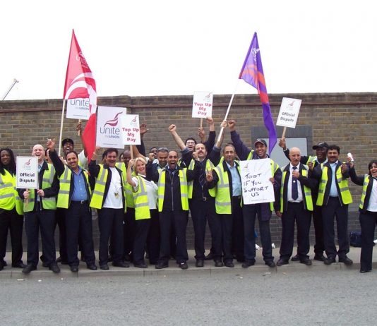 Unite bus workers taking action at the Lea Valley interchange