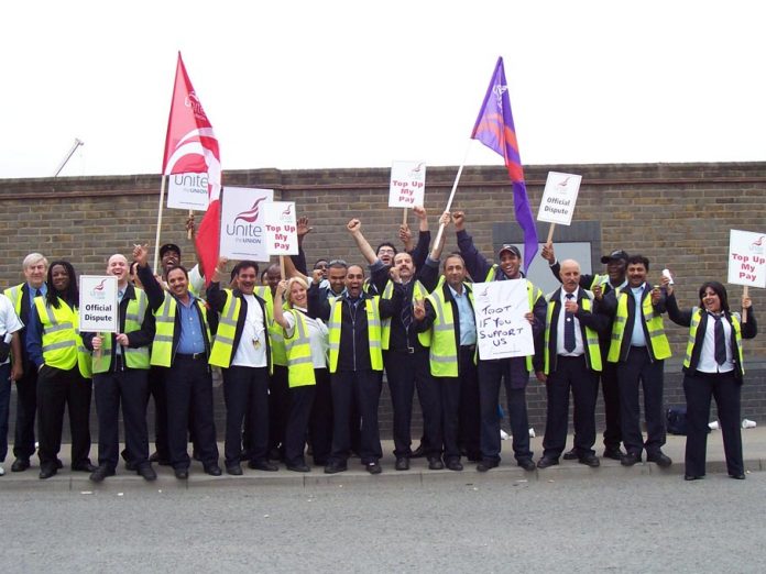 Unite bus workers taking action at the Lea Valley interchange