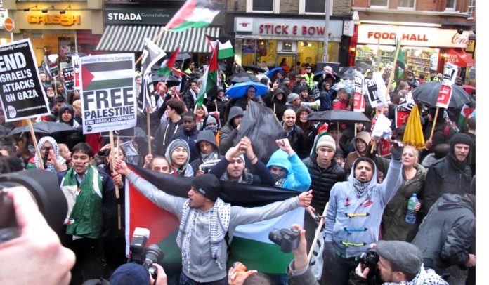 10,000 marched to the Israeli embassy in London on November 24 this year showing their support for a Palestinian state