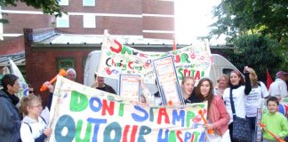 In the last month there have been big demonstrations up and down the country to stop local hospitals being closed. The demonstration above is defending Charing Cross Hospital in west London