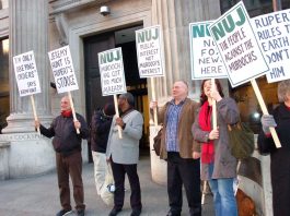 ‘NOT BEEN IN PUBLIC INTEREST’ – Relations between government, opposition and media over 35 years NUJ protest against Murdoch’s bid for BSkyB outside the Department of Culture, Media and Sport in March 2011
